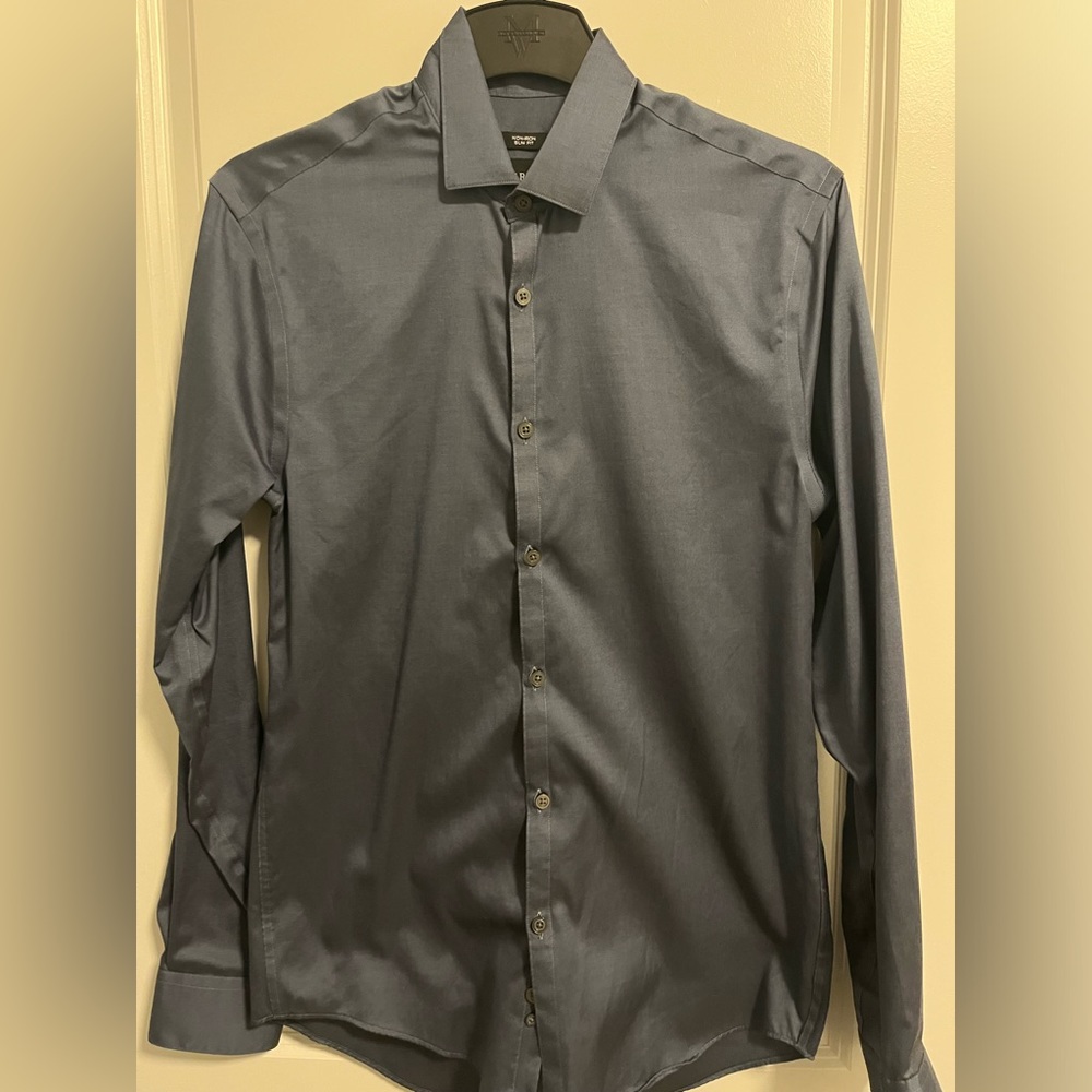 Kenneth Cole Awearness Slim Fit Mens Dress Shirt - Blue/gray - Size 15 34-/35